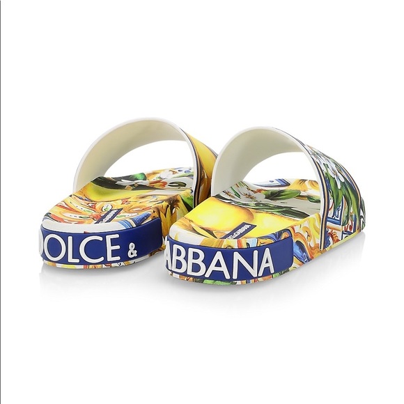 🩴rubber pool slides with signature lemon print and rubberized logo at the heel - Picture 14 of 14